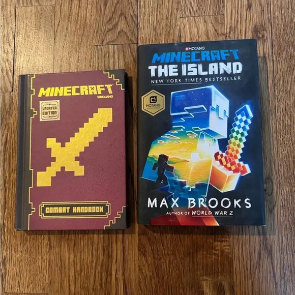 2 Hardcover Minecraft Books 1 Minecraft Combat Handbook 1 Minecraft The Island - Picture 1 of 3